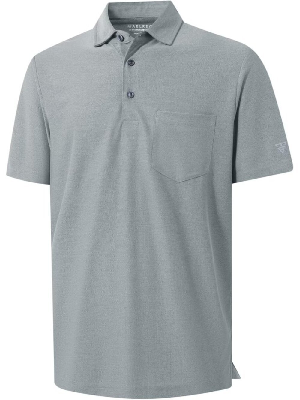 Mens Dark Blue Heather Pocket Polo Lightweight Moisture Wicking Stretch Shirt UV